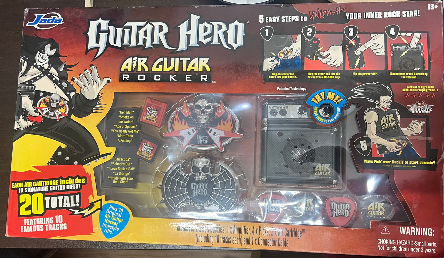 Guitar Hero Air Rocker Value Pack 2 Belt Buckles 20 Songs Jada #196